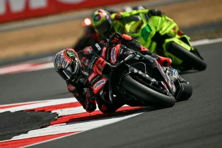 Riders racing on motorcycles during a competition