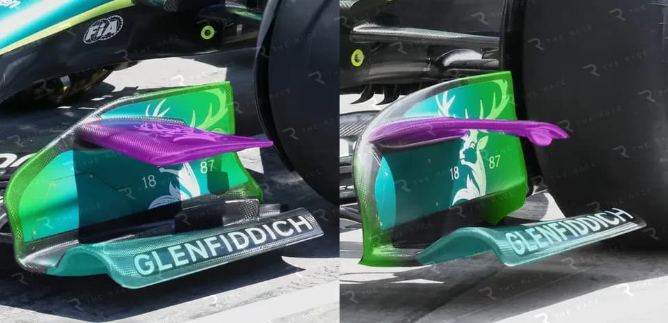 Aston Martin car wing comparison, old vs new