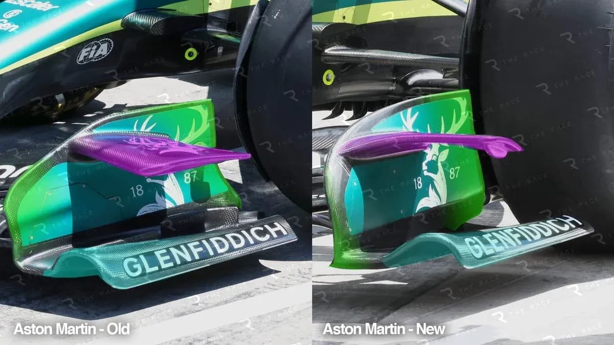 Aston Martin car wing comparison, old vs new