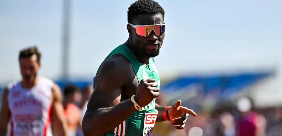 Athlete celebrating on track during competition