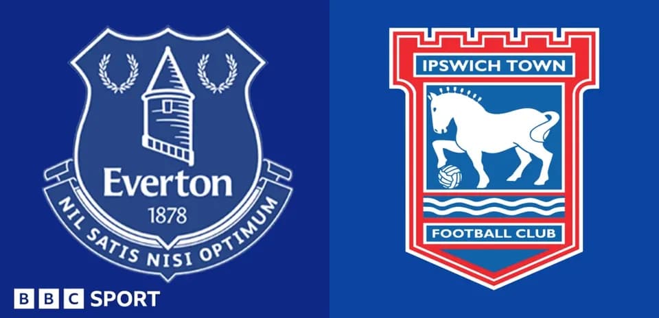 Logos of Everton and Ipswich Town football clubs