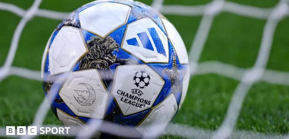 UEFA Champions League football in goal net