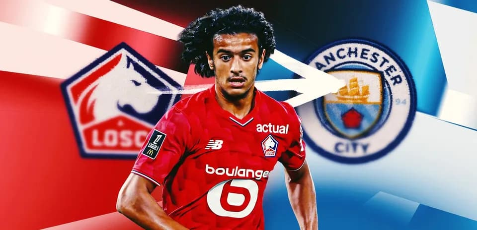 Futbolchi LOSC formasi bilan Manchester City logosi