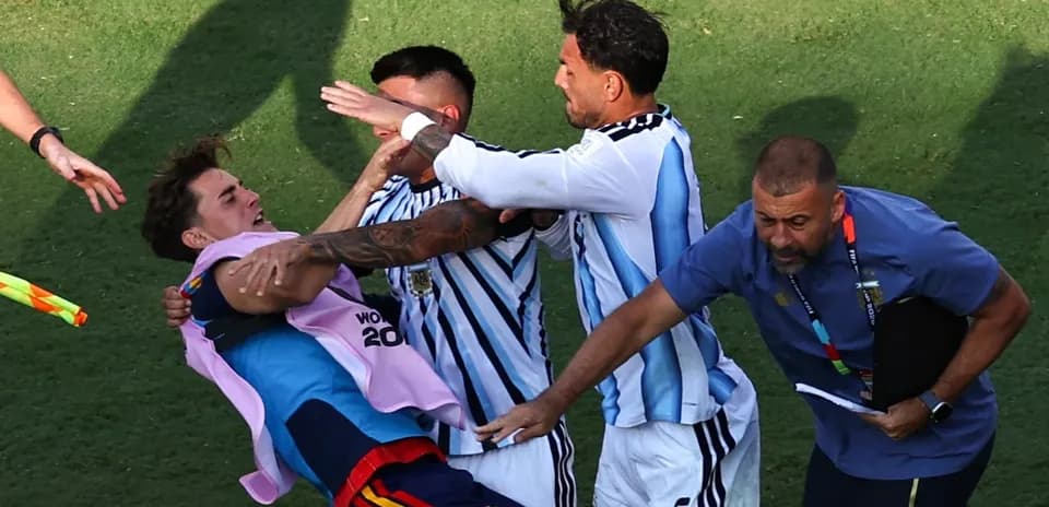 Players from Argentina celebrating on the field