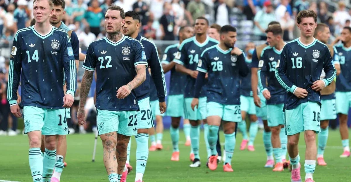 German football team walking off the pitch after match
