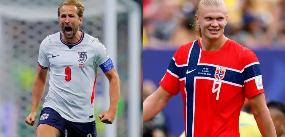 Harry Kane and Erling Haaland in national team jerseys