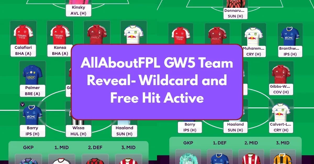 FPL team lineup with active wildcard and free hit