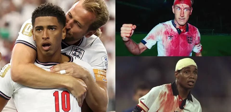 Collage of three English football players in action