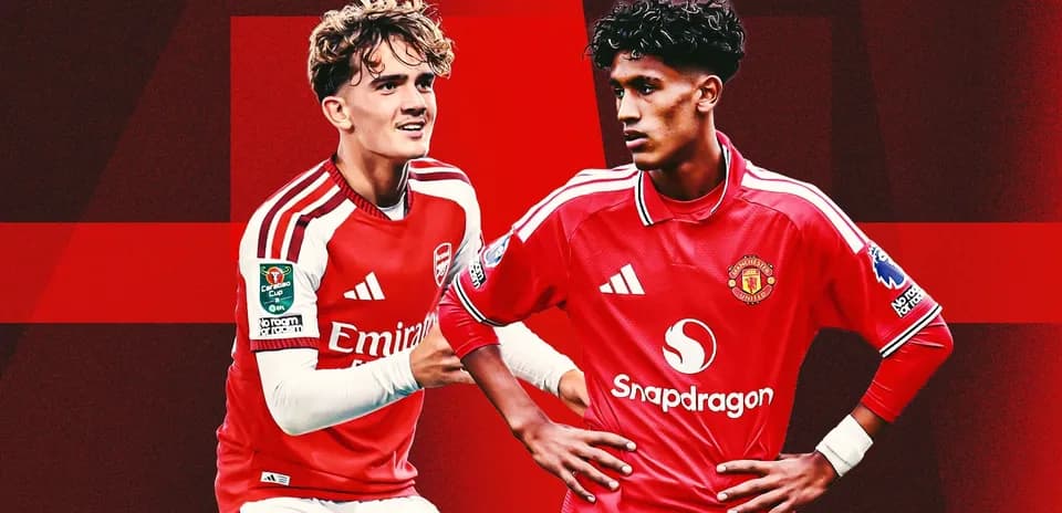Arsenal and Manchester United players in match jerseys