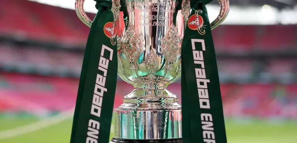 Carabao Cup trophy on display at stadium