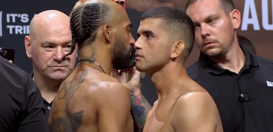 Fighters facing off during weigh-in event