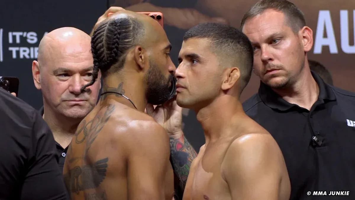 Fighters facing off during weigh-in event