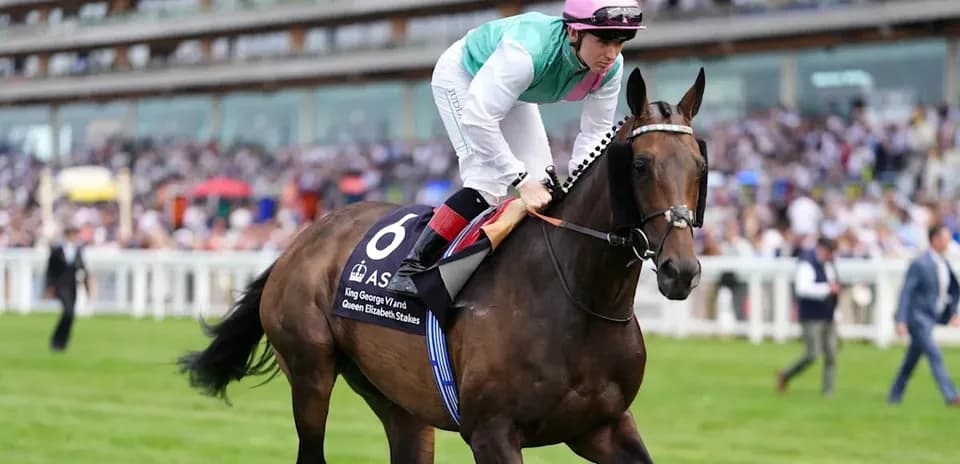 Jockey riding horse during King George VI race