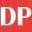 Dizaynli logotip, qizil fondda DP harflari