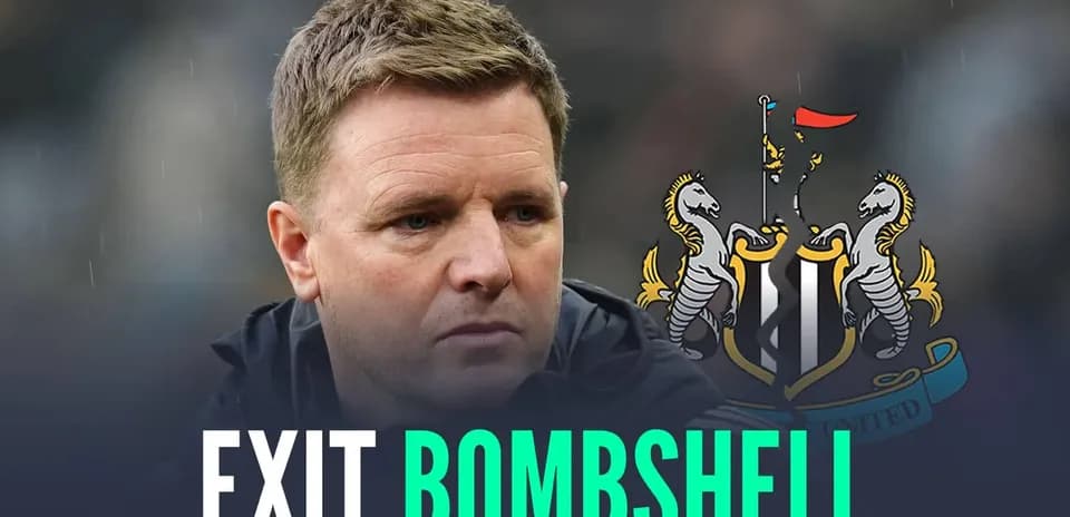 Eddie Howe with Newcastle United logo in background