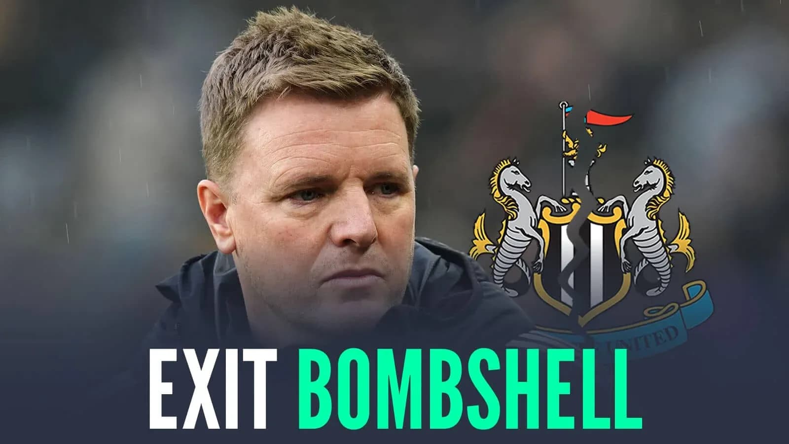 Eddie Howe with Newcastle United logo in background