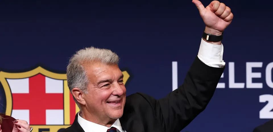 Barcelona president celebrating during election announcement