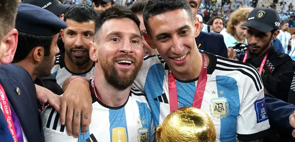 Lionel Messi and teammates celebrating World Cup victory