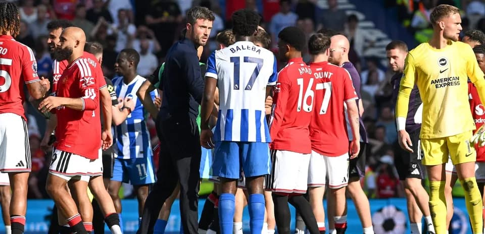 Players from Manchester United and Brighton in confrontation