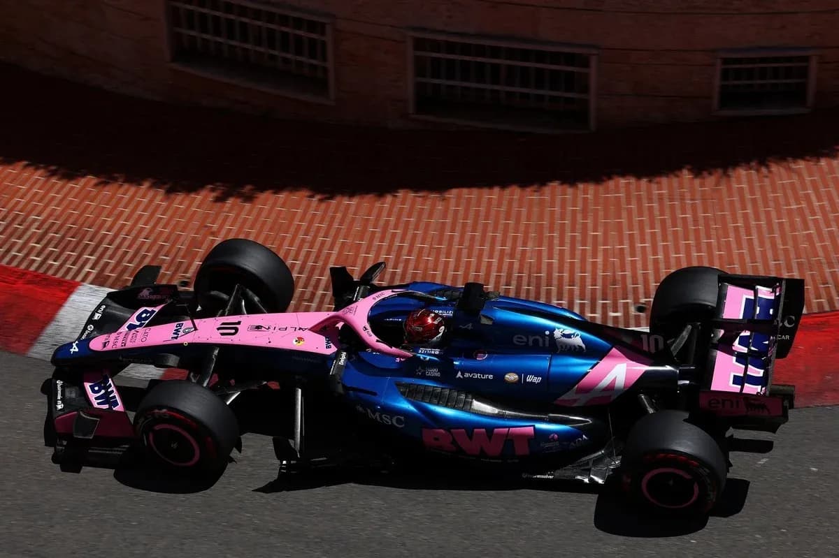 Formula 1 car racing around a corner
