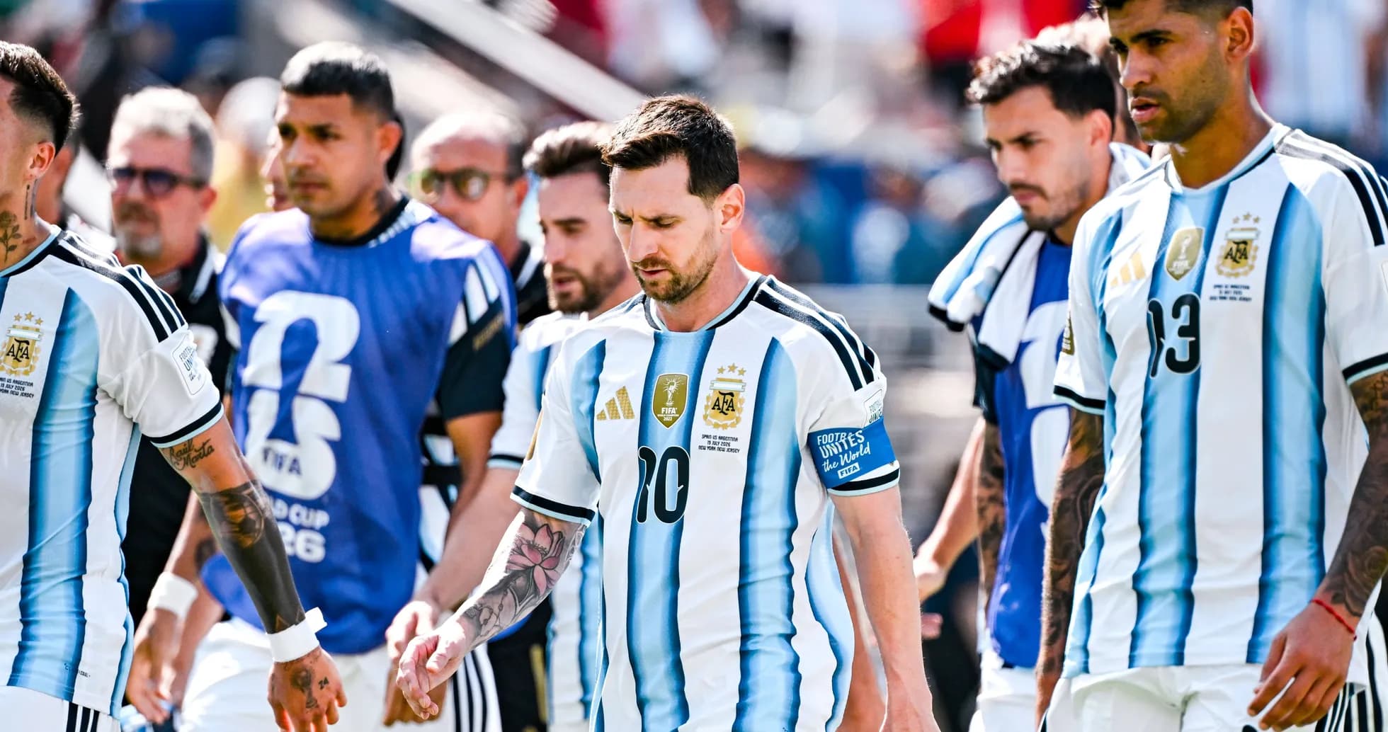 Argentina players walking onto the pitch before match
