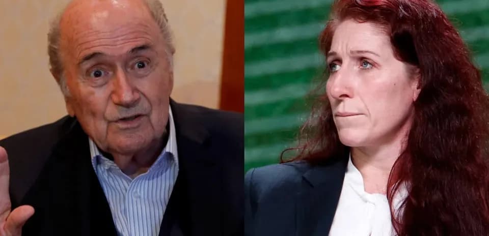 Two individuals speaking during a discussion event
