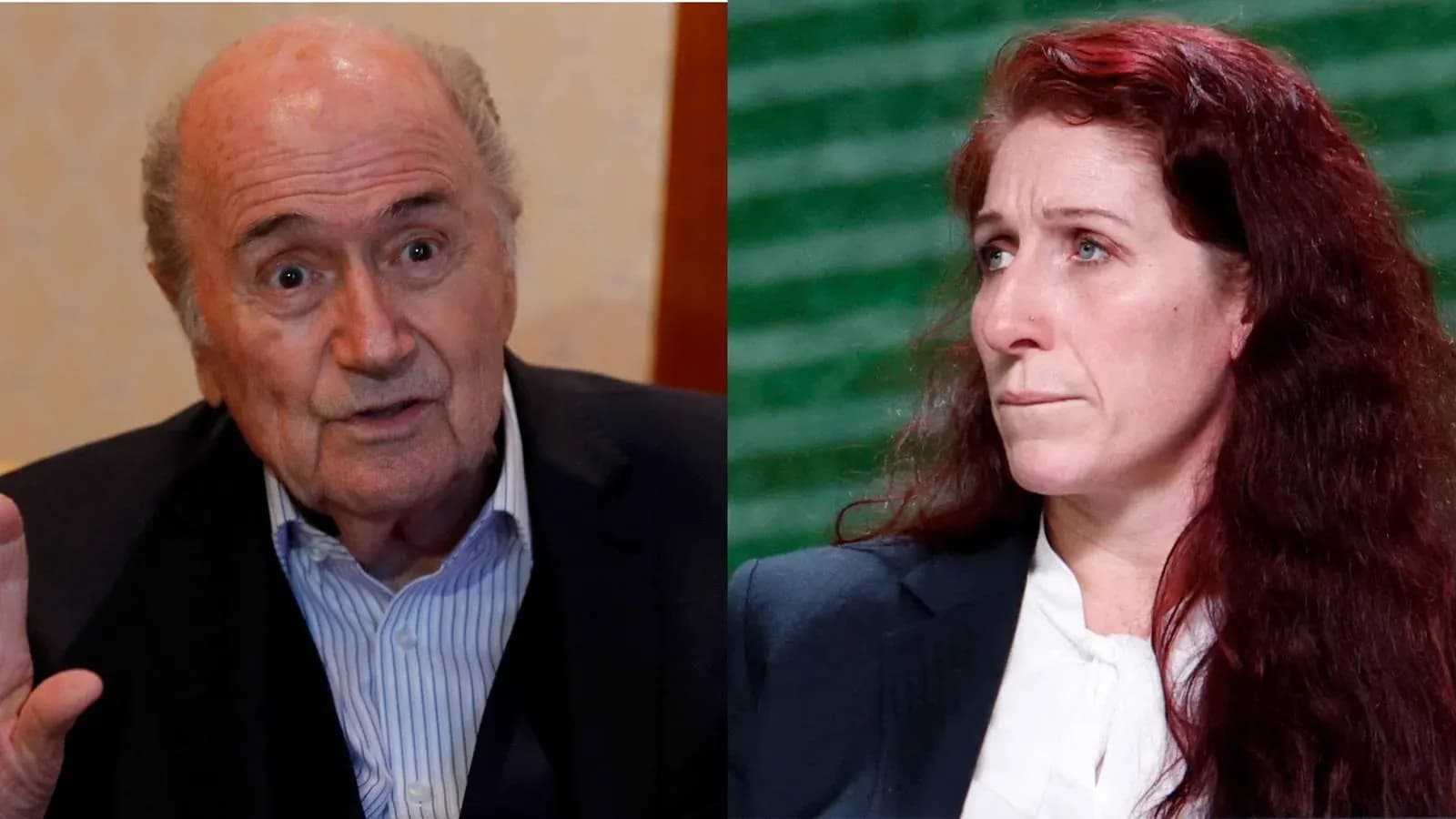 Two individuals speaking during a discussion event