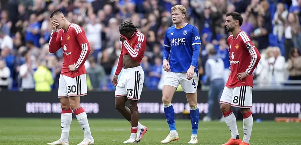 Manchester United players walking off after match defeat