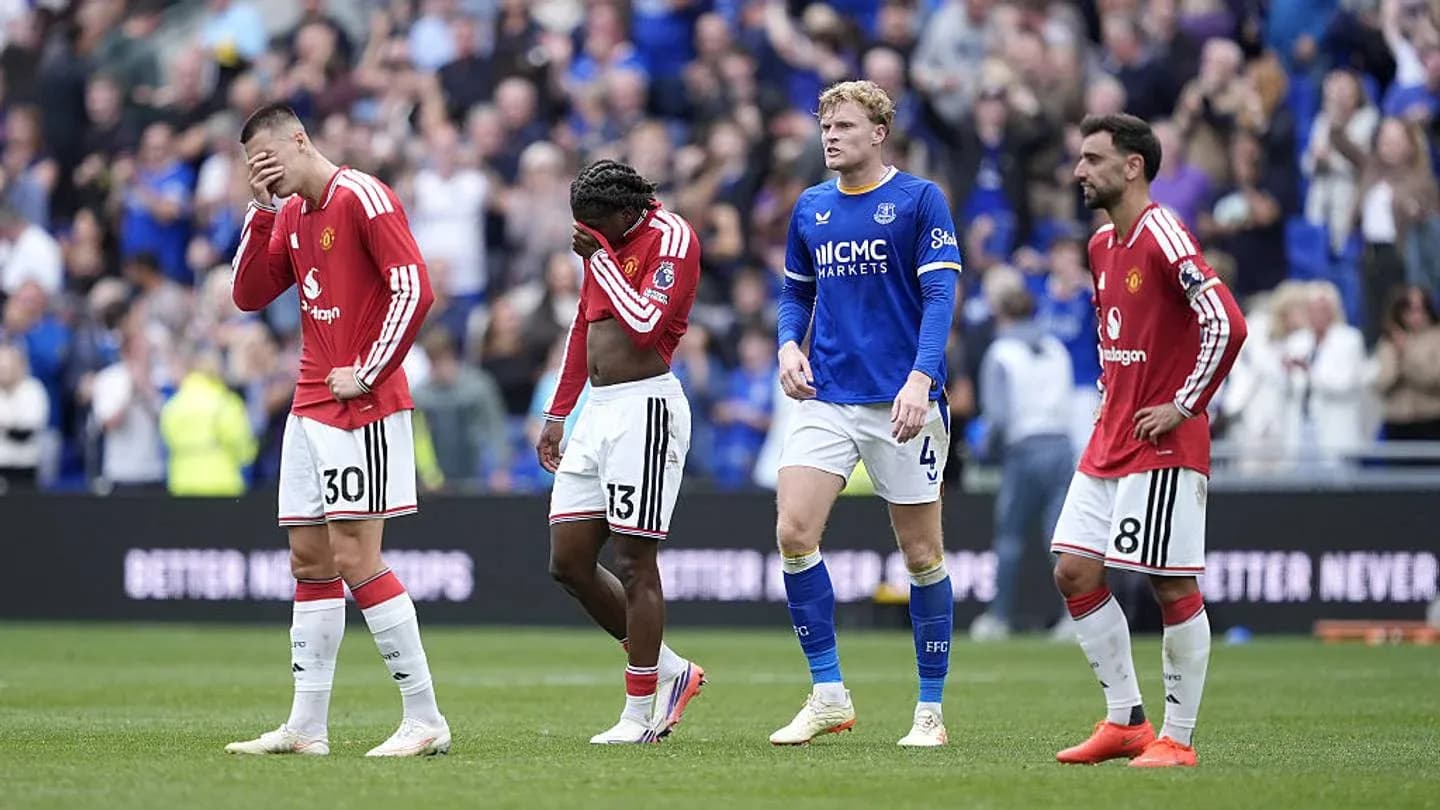 Manchester United players walking off after match defeat
