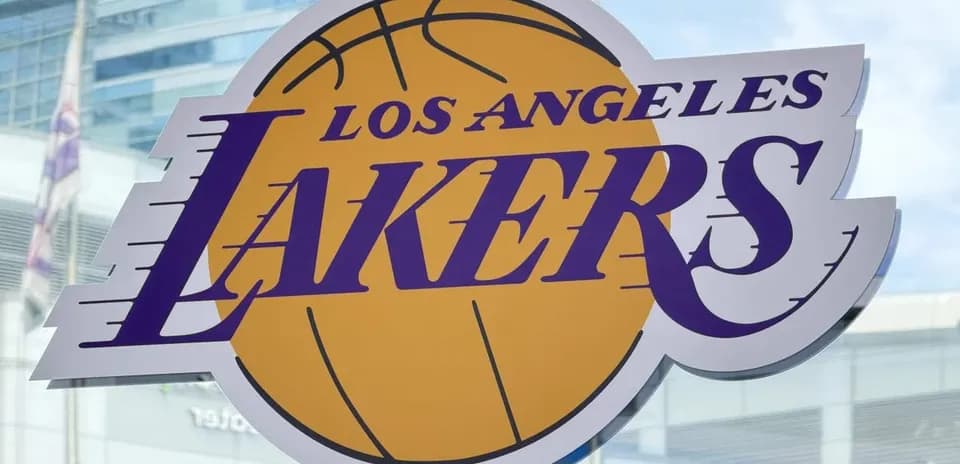 Los Angeles Lakers logo on window display