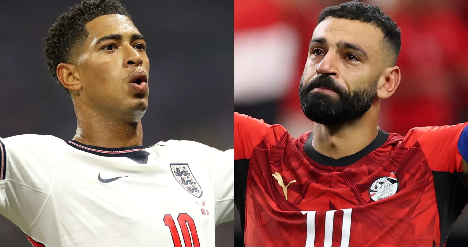 Two football players celebrating and reacting on field