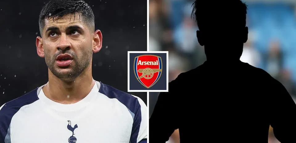 Futbolchi va Arsenal logotipi tasvirlangan