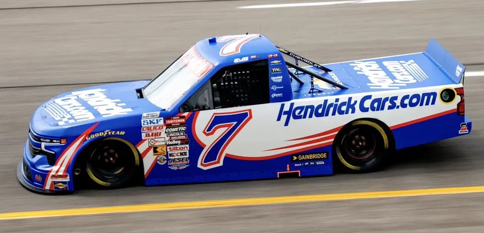 Hendrick Cars Chevrolet truck racing on track