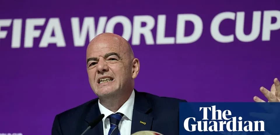 FIFA World Cup press conference with speaker gesturing