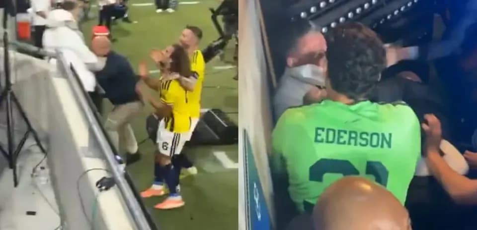 Players involved in a confrontation after the match