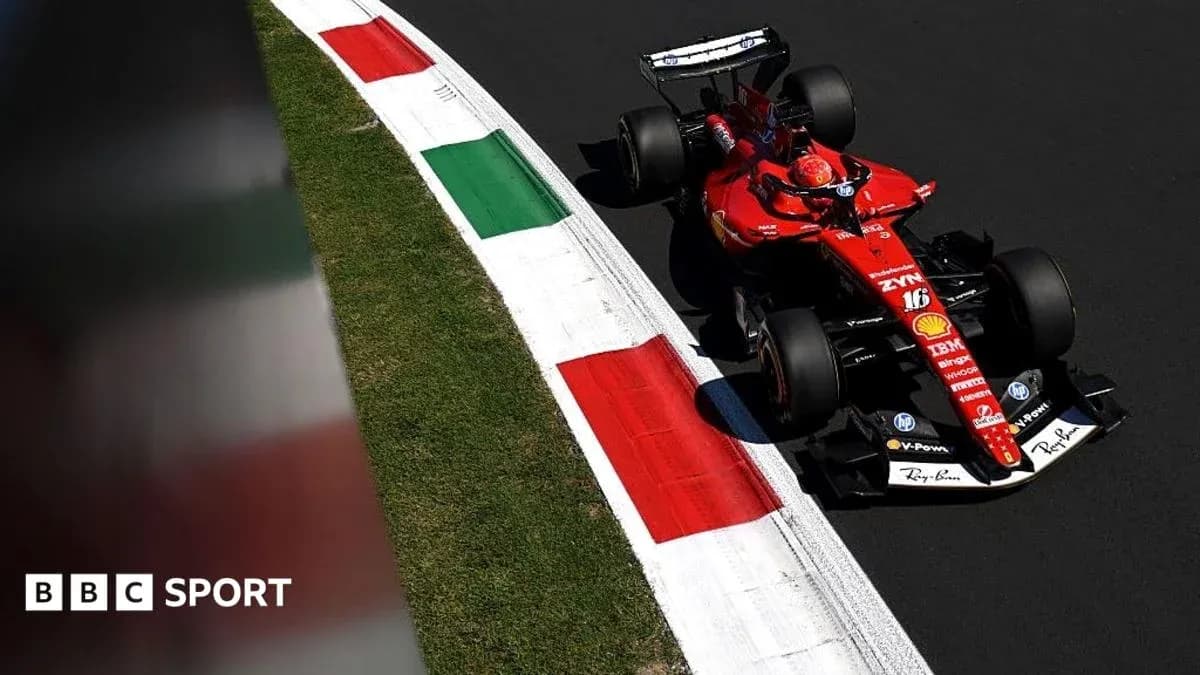 Formula 1 car racing on track with Italian flag colors