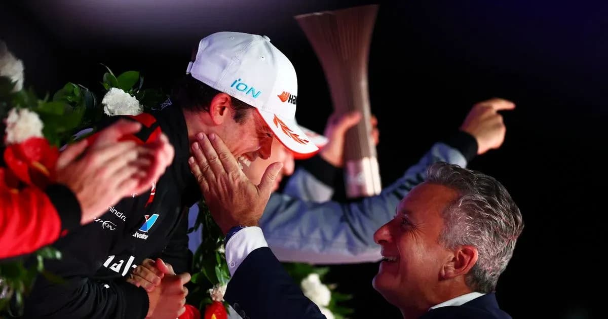 Podium celebration with winner and team representative
