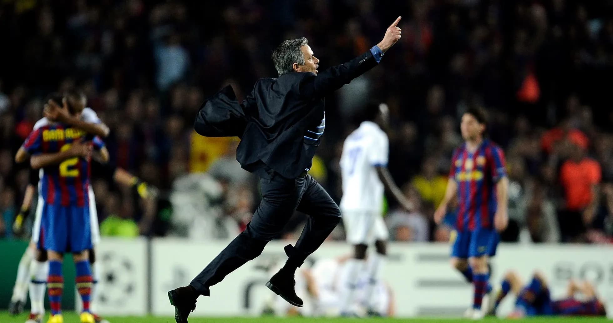 Mourinho celebrating a goal during a match