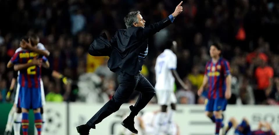 Mourinho celebrating a goal during a match