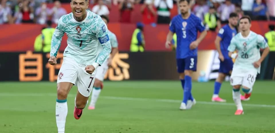 Cristiano Ronaldo celebrating a goal for Portugal