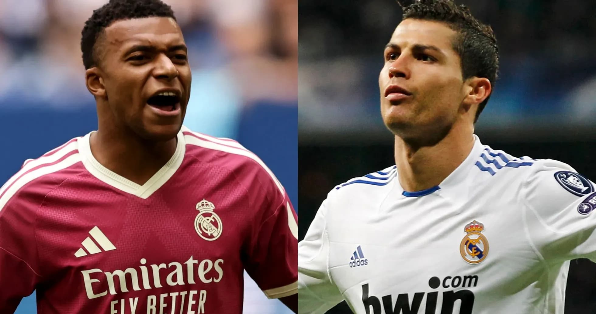 Mbappe and Ronaldo in Real Madrid jerseys