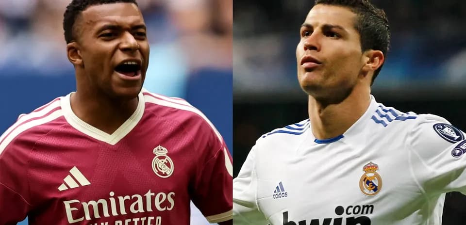 Mbappe and Ronaldo in Real Madrid jerseys