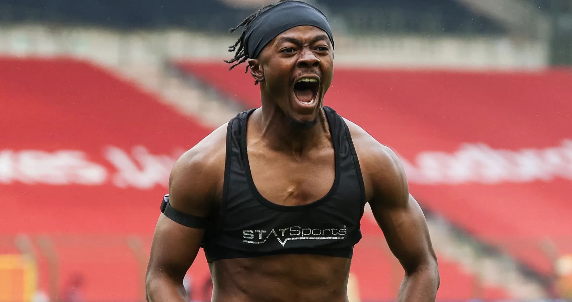 Player celebrating during training session on field
