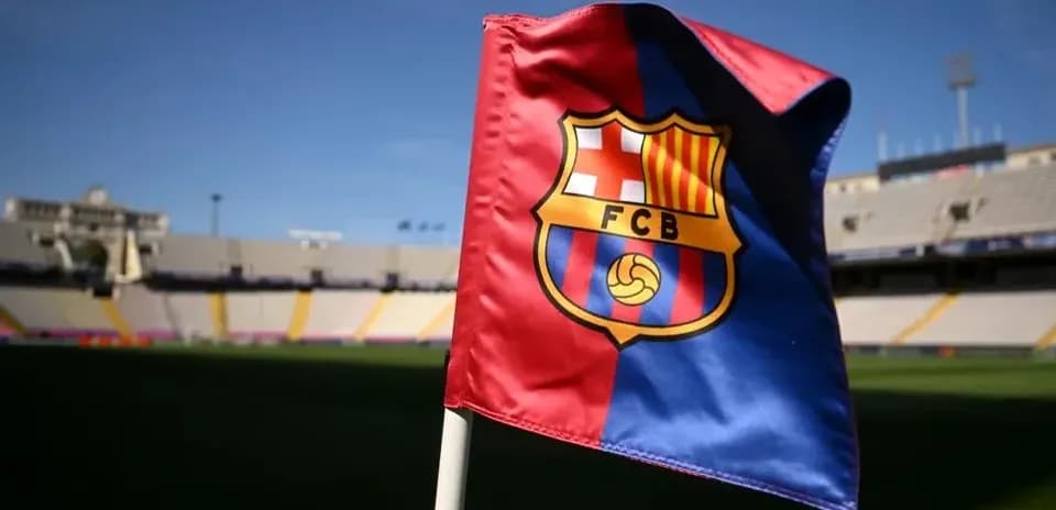 FC Barcelona flag at the stadium before match