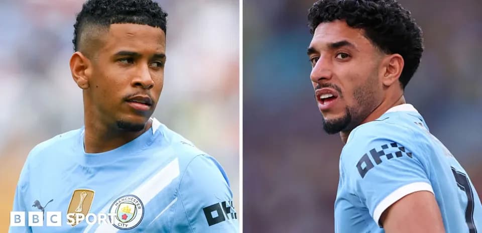Two Manchester City players in match kits