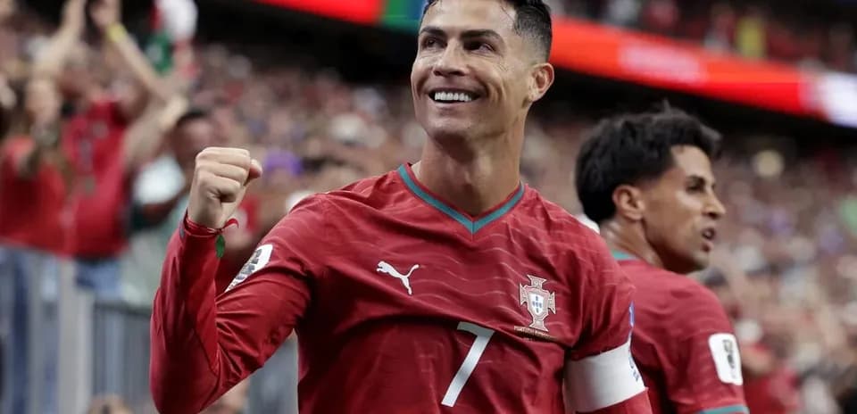 Cristiano Ronaldo celebrating a goal for Portugal