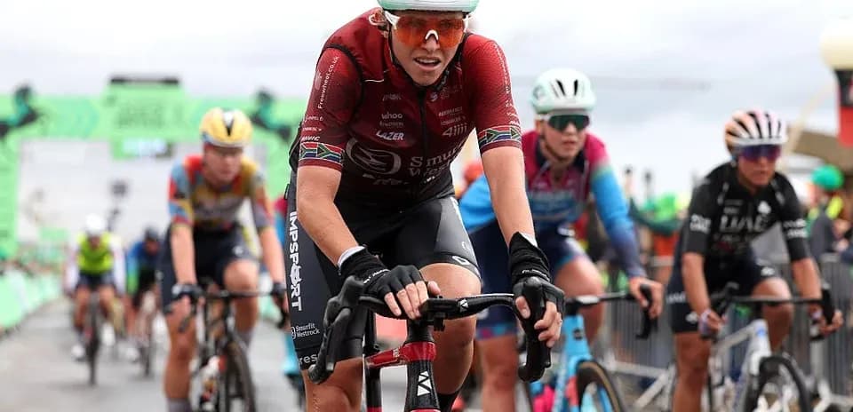 Female cyclists competing in a race