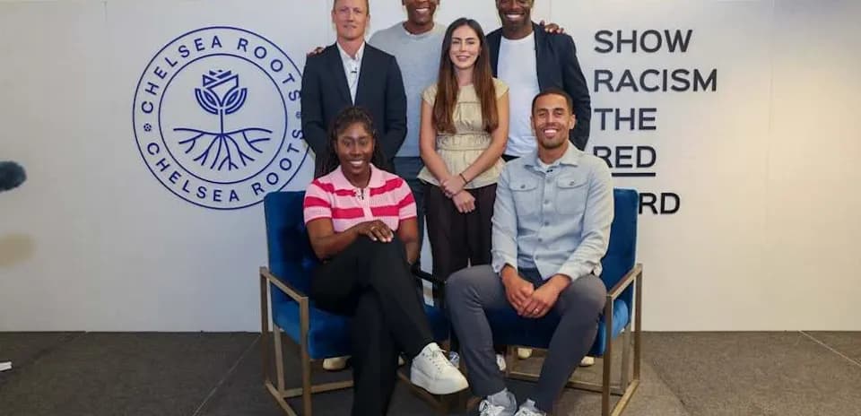 Group of people promoting anti-racism campaign event