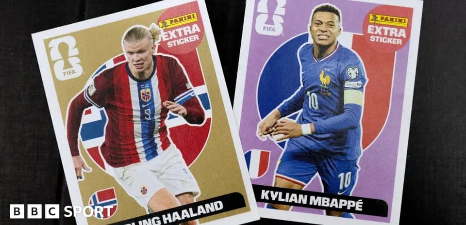 Erling Haaland and Kylian Mbappé sticker cards