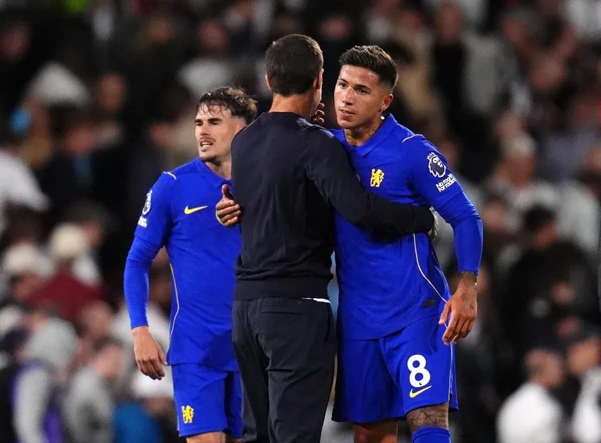 Chelsea players and coach interacting after match